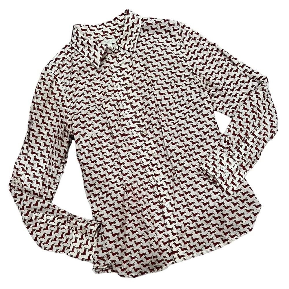 Talbots Dachshund Print Button Down Shirt M petite - Picture 3 of 6